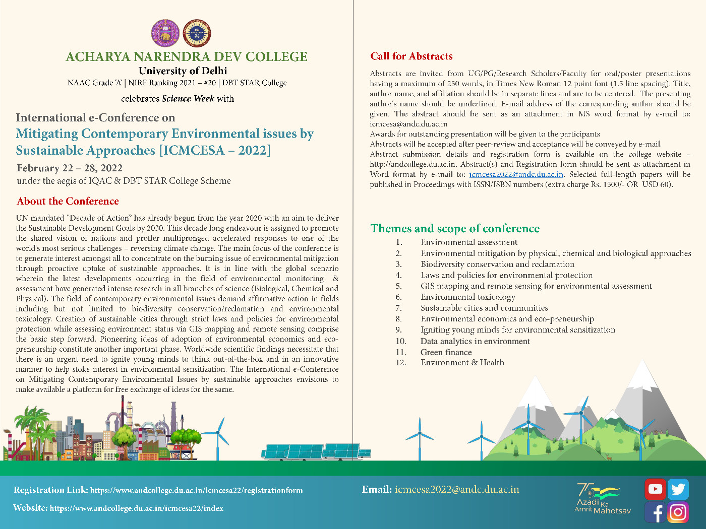International  e-conference : Mitigating Contemporary Environmental issues by Sustainable Approaches[ICMCESA 2022]